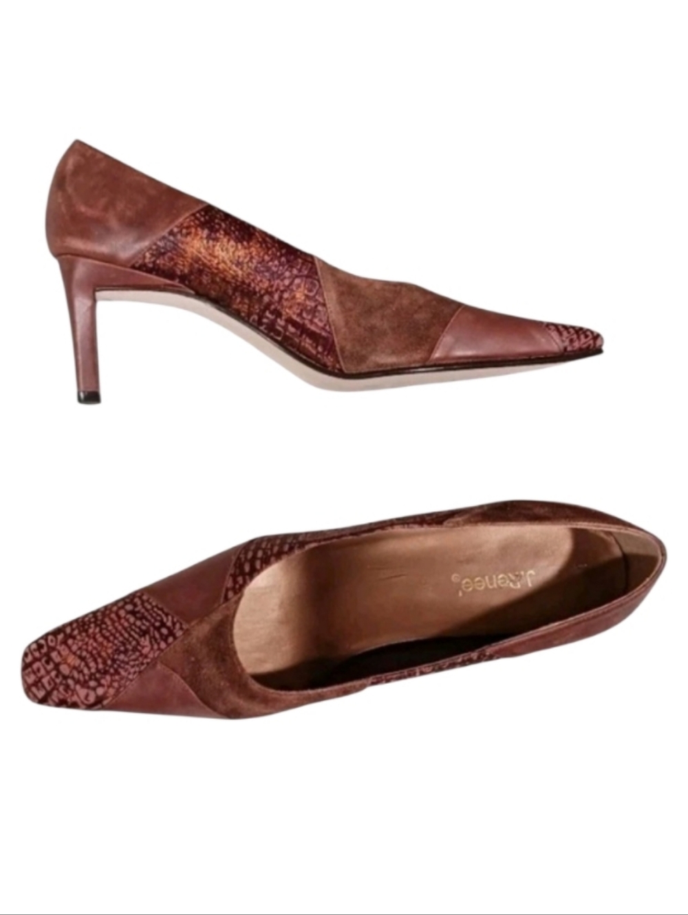 J. Renee Croc Embossed Patchwork Heels